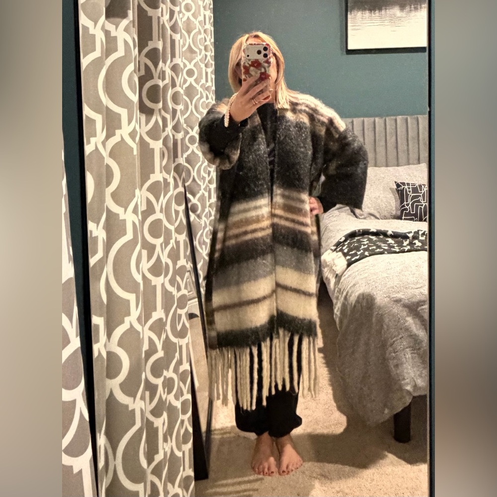 Anthropologie Striped Wool Blend coat